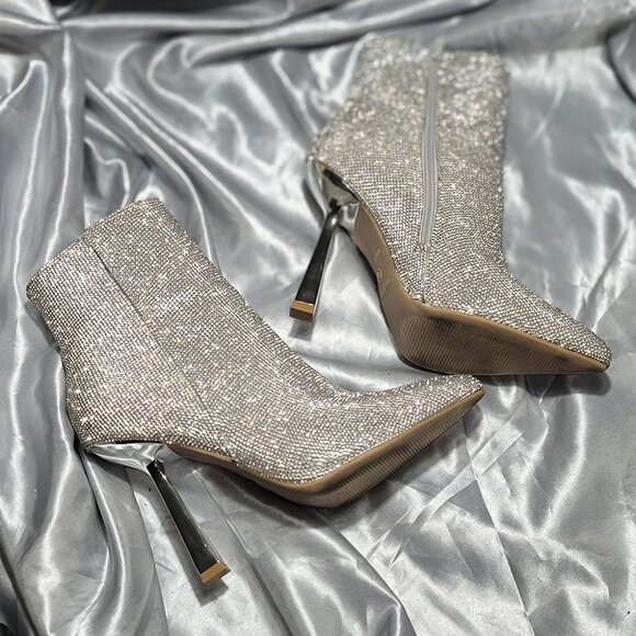 MADDEN GIRL sequin high heel pointy toe ankle boots - ZAVIER - SZ 8 bling! - Picture 4 of 6